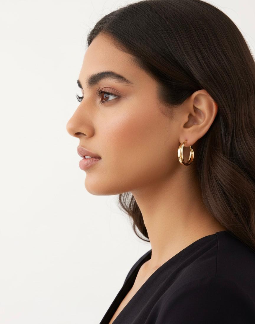 Elegant Dual-Tone Gold Hoop Earrings
