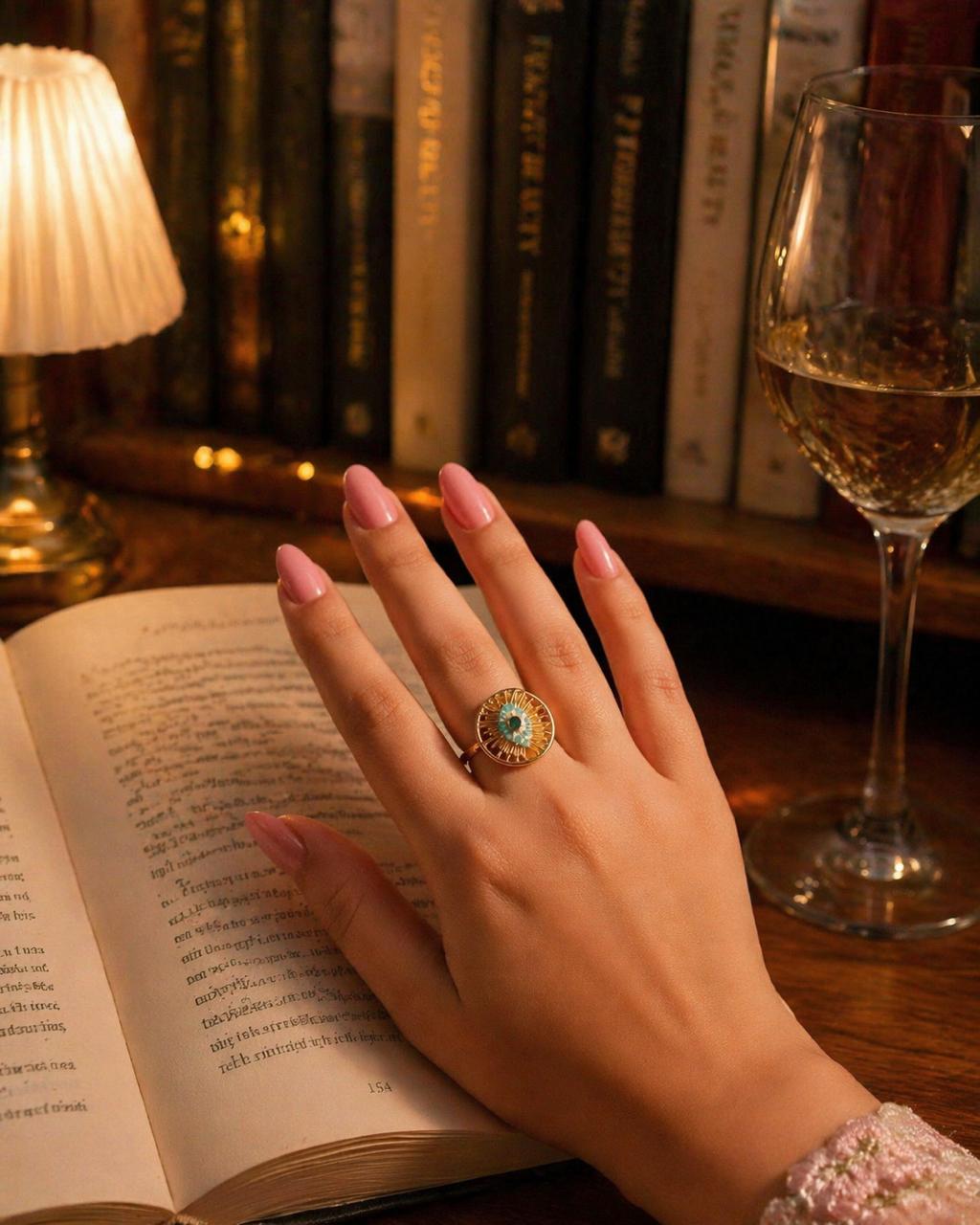 Celestial Evil Eye Sunburst Gold Ring