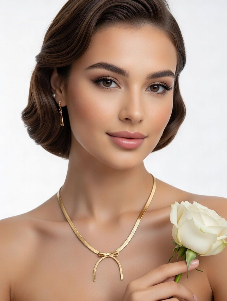 Gold Bow Arch Necklace