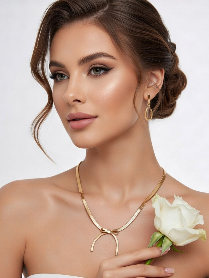 Gold Bow Arch Necklace