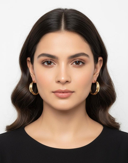 Elegant Dual-Tone Gold Hoop Earrings
