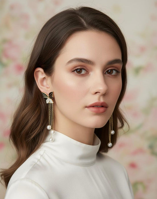 Enchanted Monarch Pearl Drop Earrings