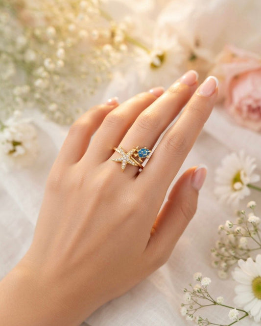 Celestial Turtle Adjustable Gold Ring