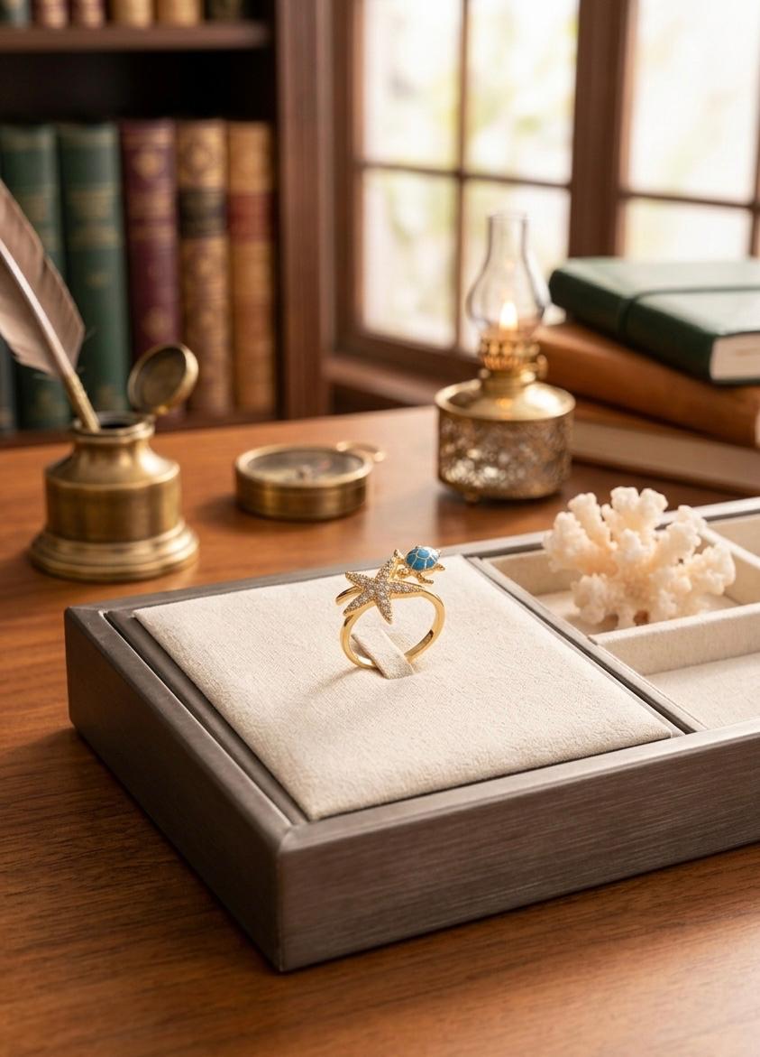 Celestial Turtle Adjustable Gold Ring